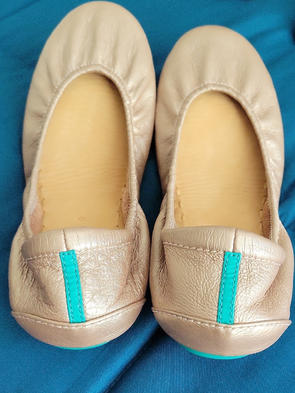 Tieks -Metallic Champagne Leather Ballet Flats SZ 9 NWOT - Picture 3 of 5